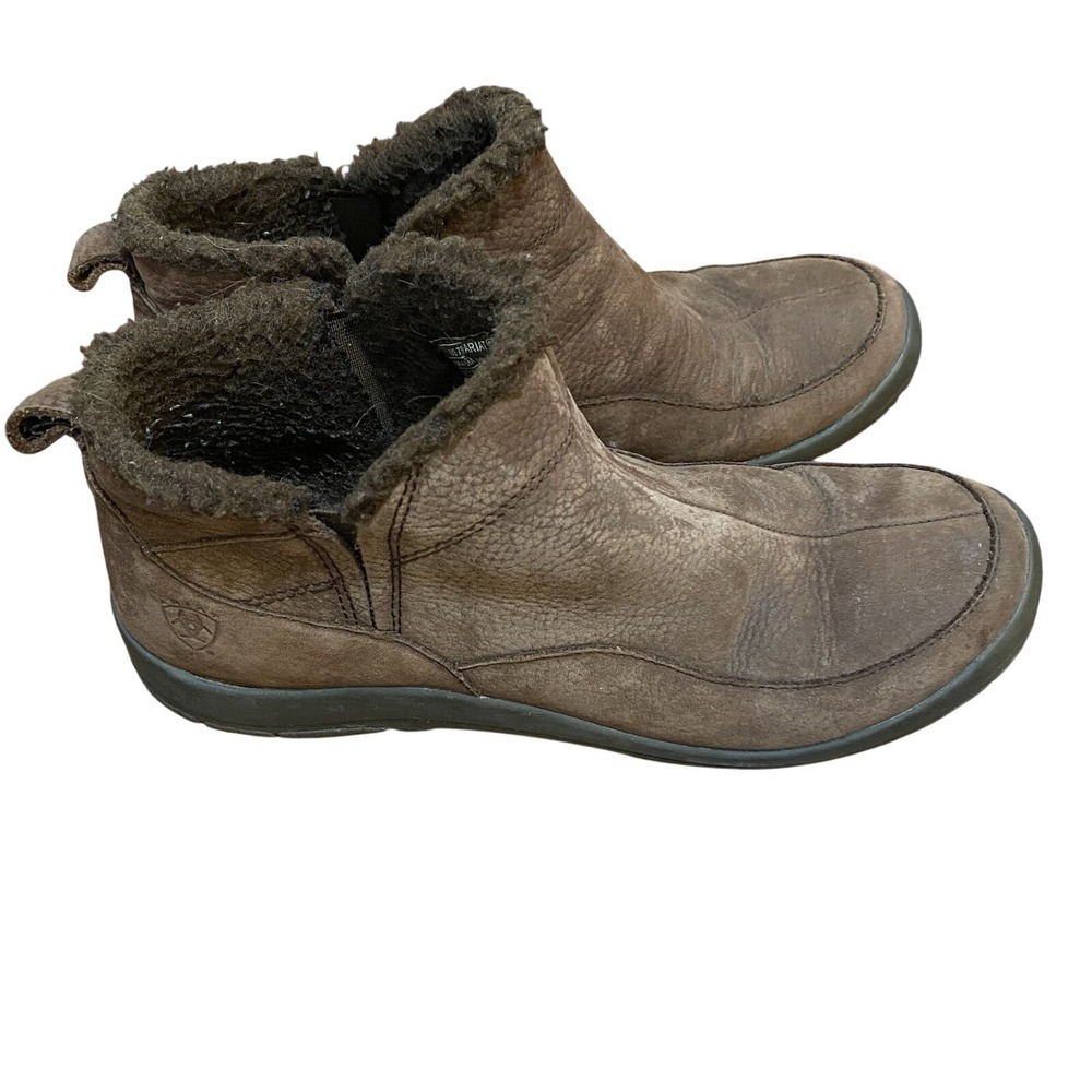 Ariat Women's Ankle Boots Size 7 Brown Leather Slip‎ On Work Booties 10006110